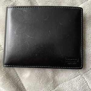 Coach Black Leather Bi-Fold Card & Key Wallet